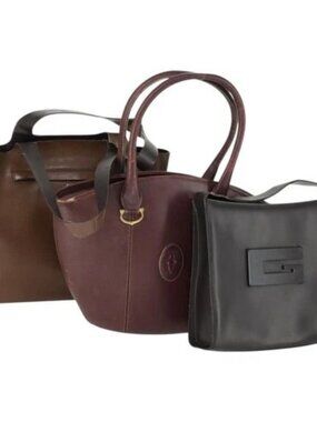 PRADA Cartier Gucci Bag Patent leather 3 Set Black Brown Bordeaux Auth am10507